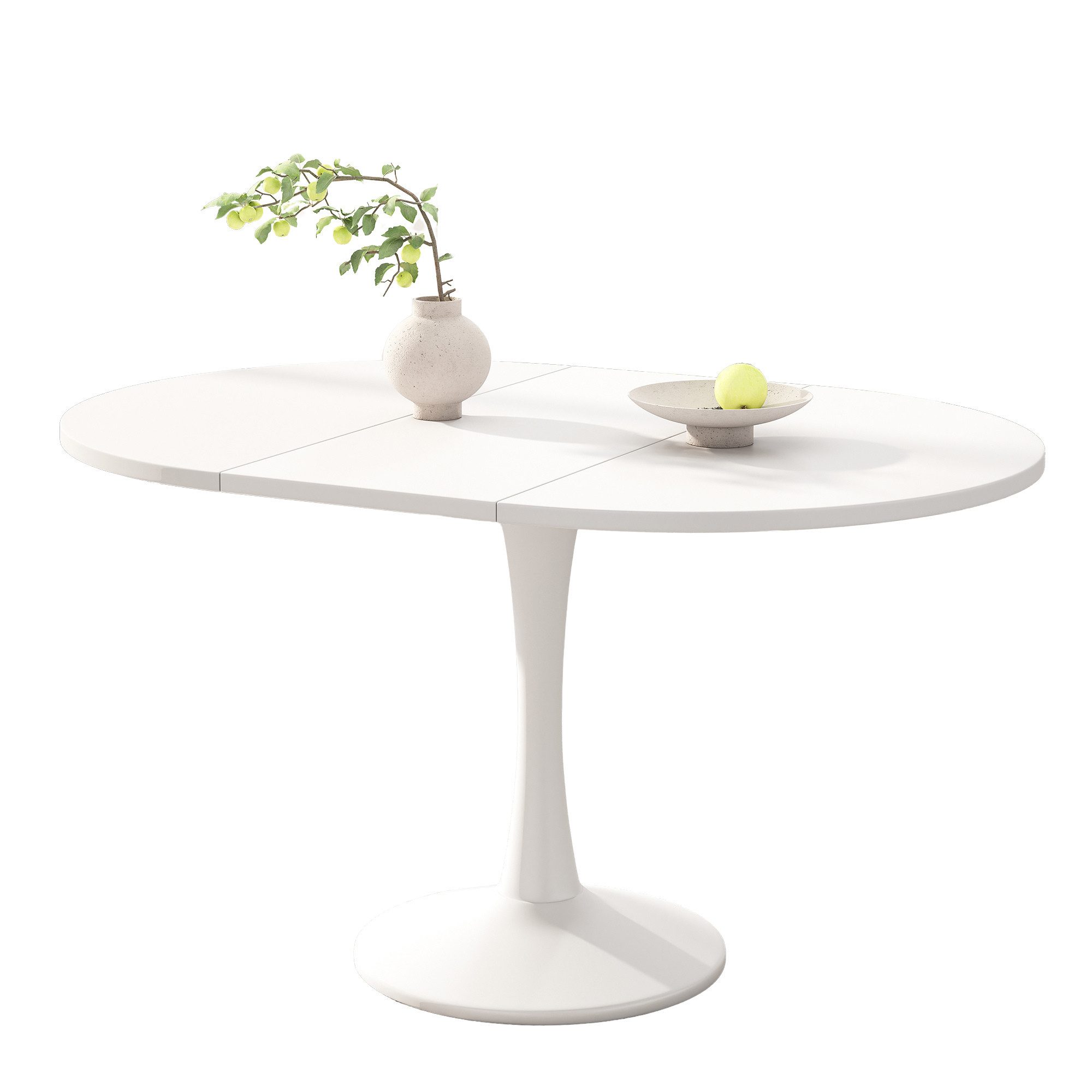 HAUSS SPOLE Esstisch Ausziehbarer Esstisch, ovaler Esstisch, Kaffee-Freizeittisch, weiß (Küchentisch, Stehtisch, Tisch, Wohnzimmertisch, 1-St., ovaler, schlichter Kaffee-Freizeittisch), 100/140 x 100 x 75 cm