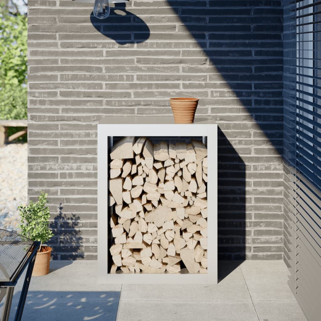 vidaXL Kaminholzregal Brennholzregal Weiß 60x40x80 cm Stahl