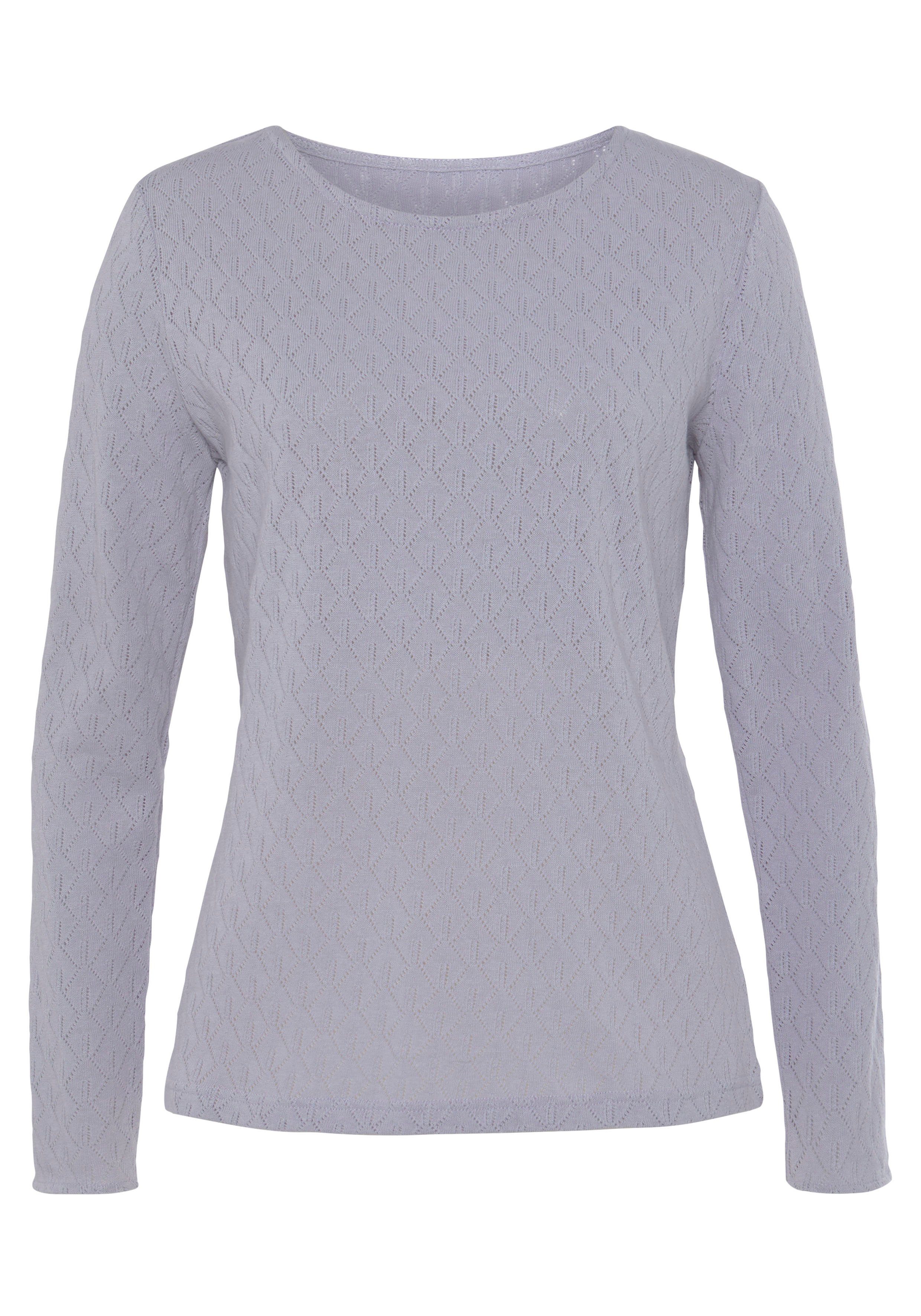 Vivance by Lascana Langarmshirt aus leichtem Feinstrick mit Ajourmuster – Bild 2 von 5