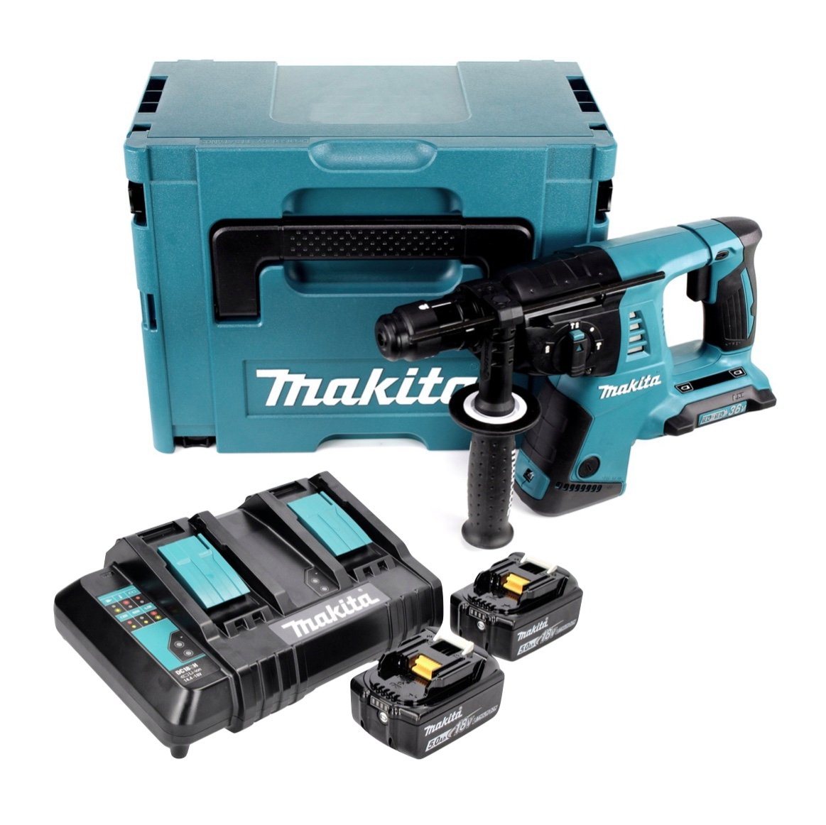 Thumbnail - Makita Schlagbohrmaschine DHR CTJ Akku Bohrhammer 36 V (2x 18 V) 3,0 J SDS-plus + 2x Akku 5,0
