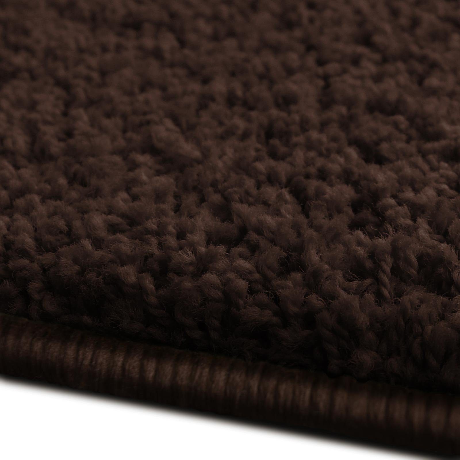Floordirekt Hochflor-Bettumrandung Barcelona Dunkelbraun, 3 Größen, Teppichläufer, ideal im Schlafzimmer, Höhe 22 mm, (3-tlg), Shaggy