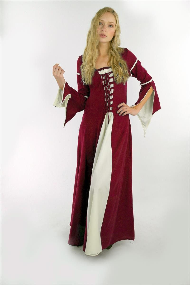 Leonardo Carbone Burgfräulein-Kostüm Trompetenärmelkleid "Larissa", geschlitzte Trompetenärmel, verstellbare Schnürung