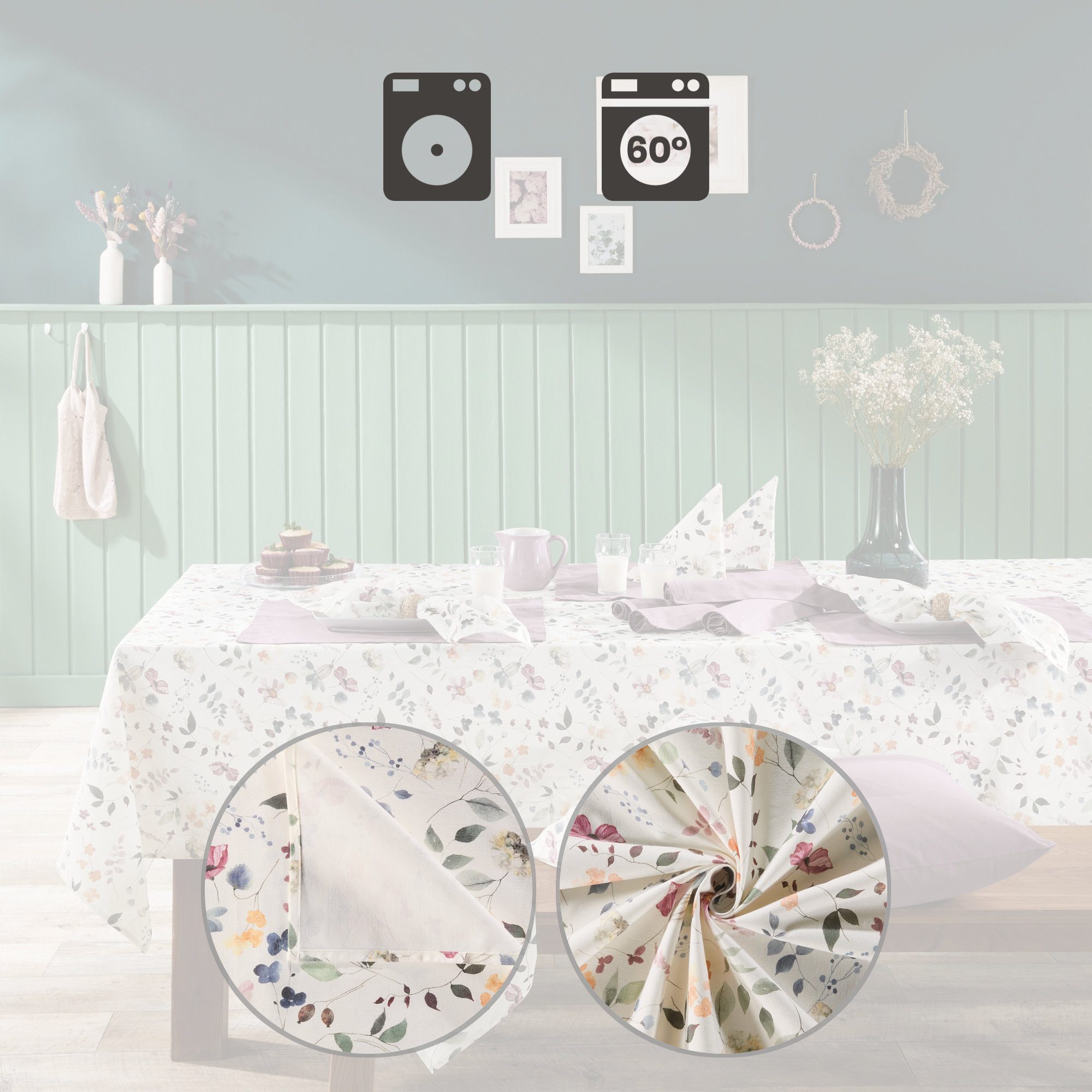 REDBEST Tischdecke Tischdecke, Baumwolle Blumen