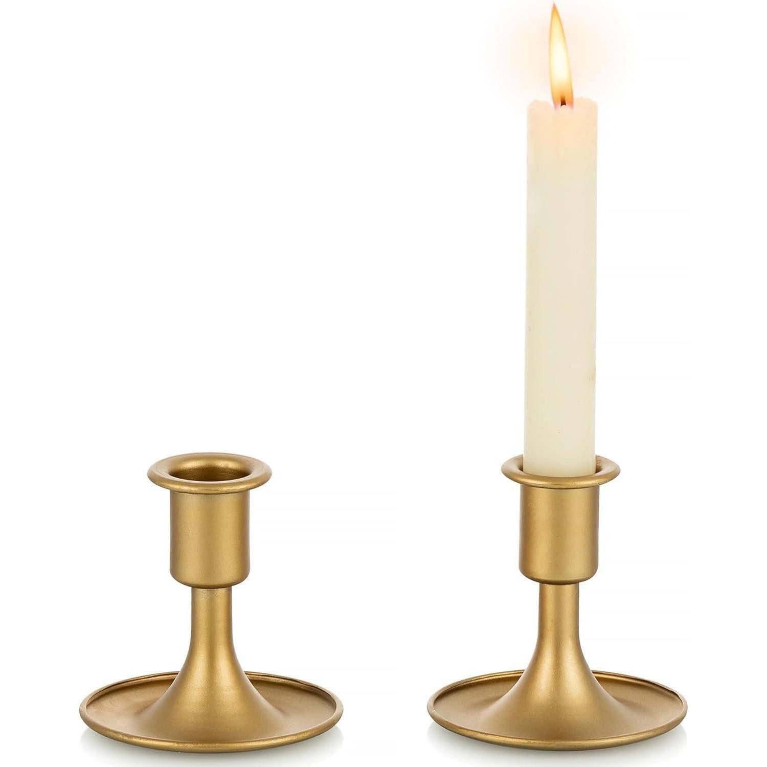 LuxusKollektion Tischkerzenhalter Kerzenhalter Gold Stabkerzen Metall 2er S günstig online kaufen