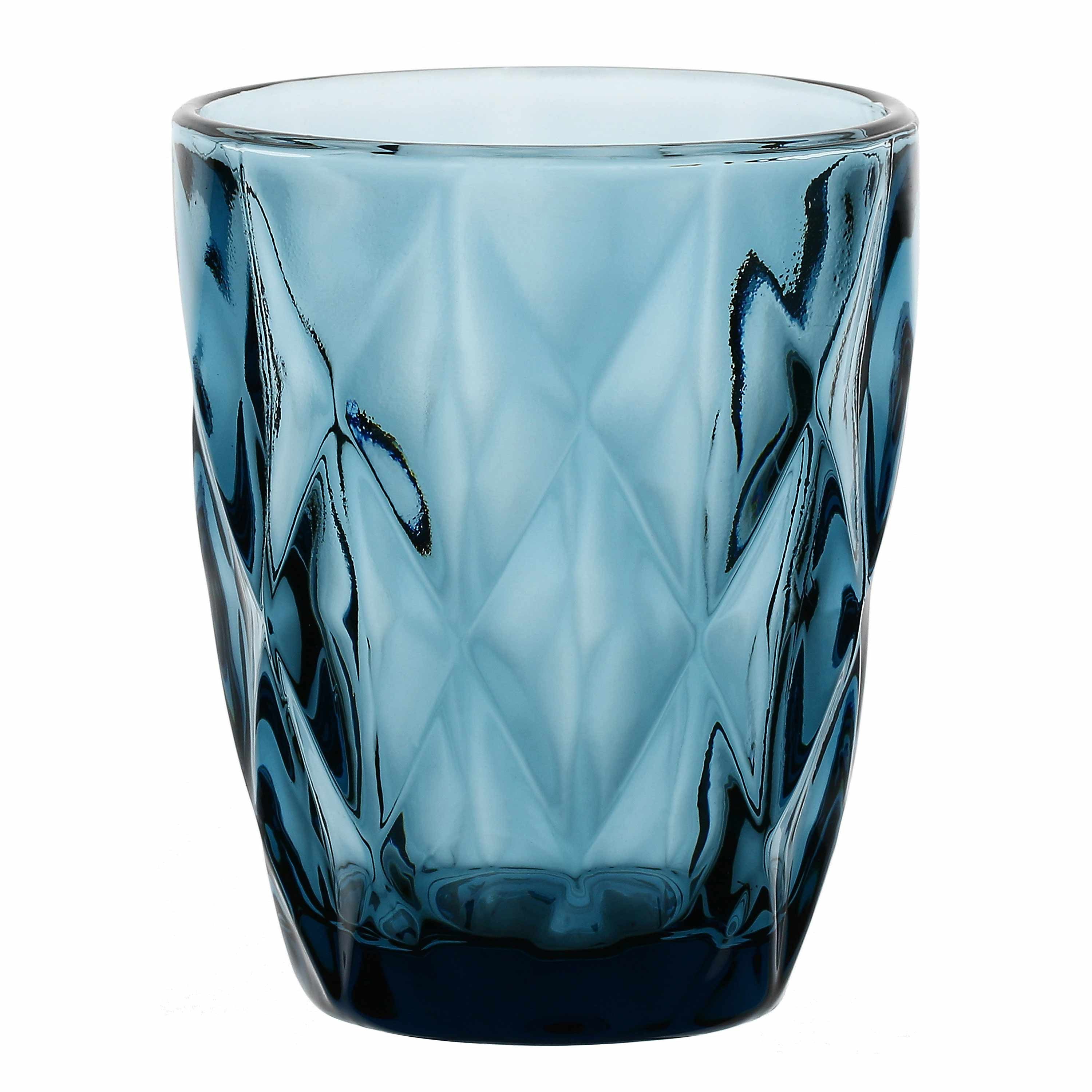 Rose & Tulpani Glas Wasserglas Mehrzweckglas Trinkglas Blau Diamond Tumbler 270ml, Glas, Spülmaschinenfest