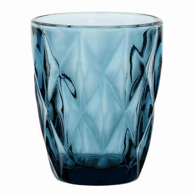 Rose & Tulpani Glas Wasserglas Mehrzweckglas Trinkglas Blau Diamond Tumbler 270ml, Glas, Spülmaschinenfest