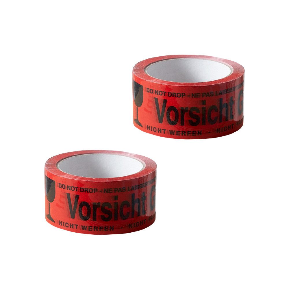 ARLI Klebeband 2x Klebeband " Vorsicht Glas " Packband rot Paketband (2er, günstig online kaufen