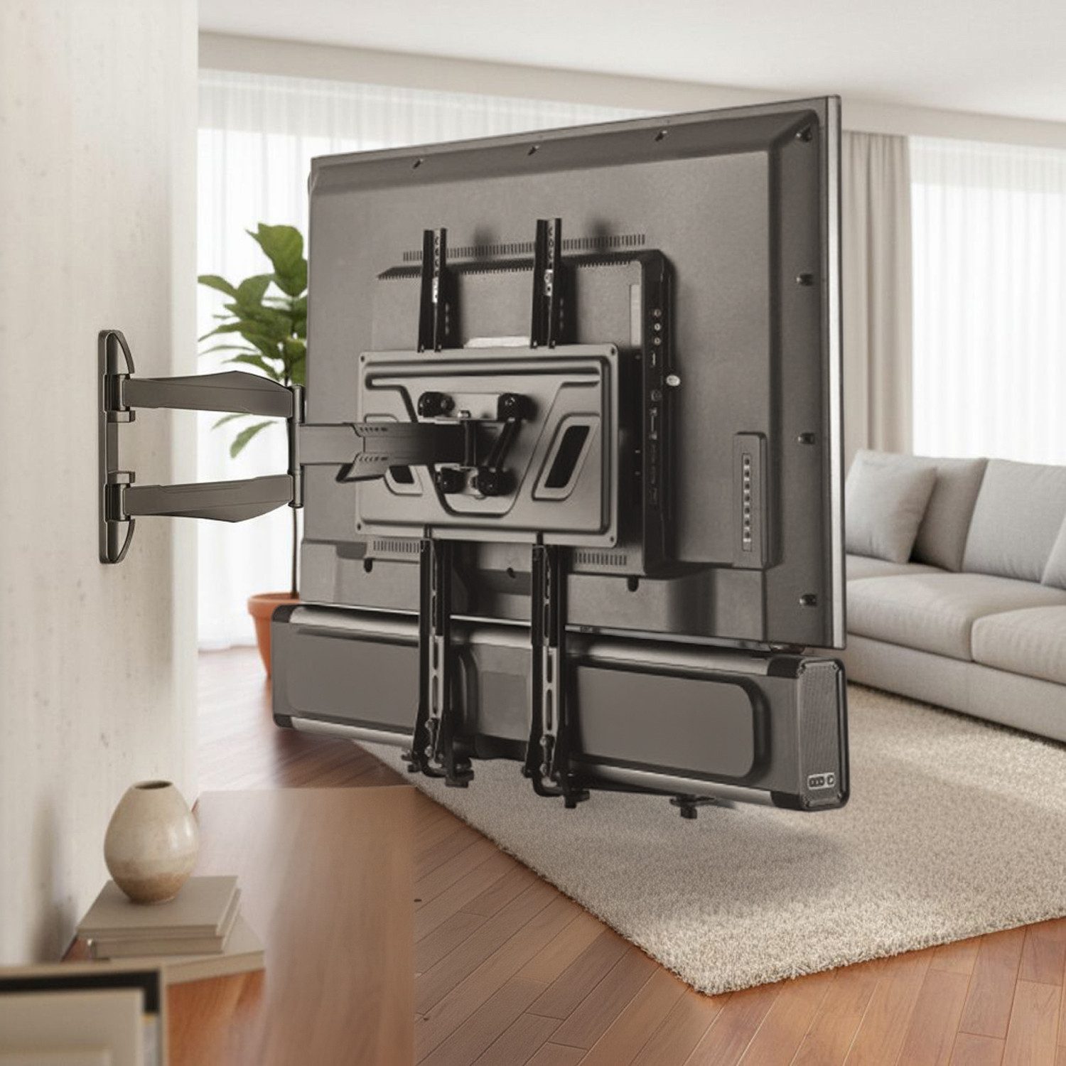 Maclean Soundbar-Halterung MC-914 für TV, universal, bis 15 kg, schwenkbar ±90°, (für Montage über oder unter dem Fernseher) – Bild 3 von 5