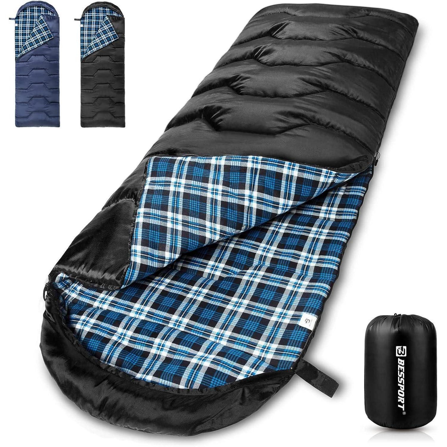 Bessport Deckenschlafsack Schlafsack für Camping 3-4 Jahreszeiten -8 °C - 20°C Wasserdicht Warm