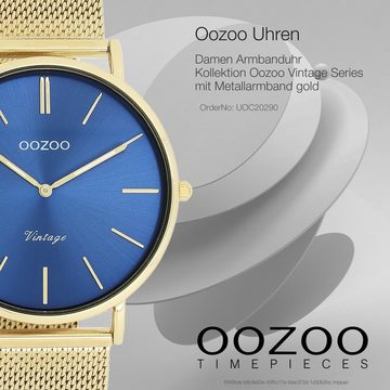 OOZOO Quarzuhr Oozoo Damen Armbanduhr Vintage Series, (Analoguhr), Damenuhr rund, groß (ca. 40mm) Metall, Mesharmband, Casual-Style