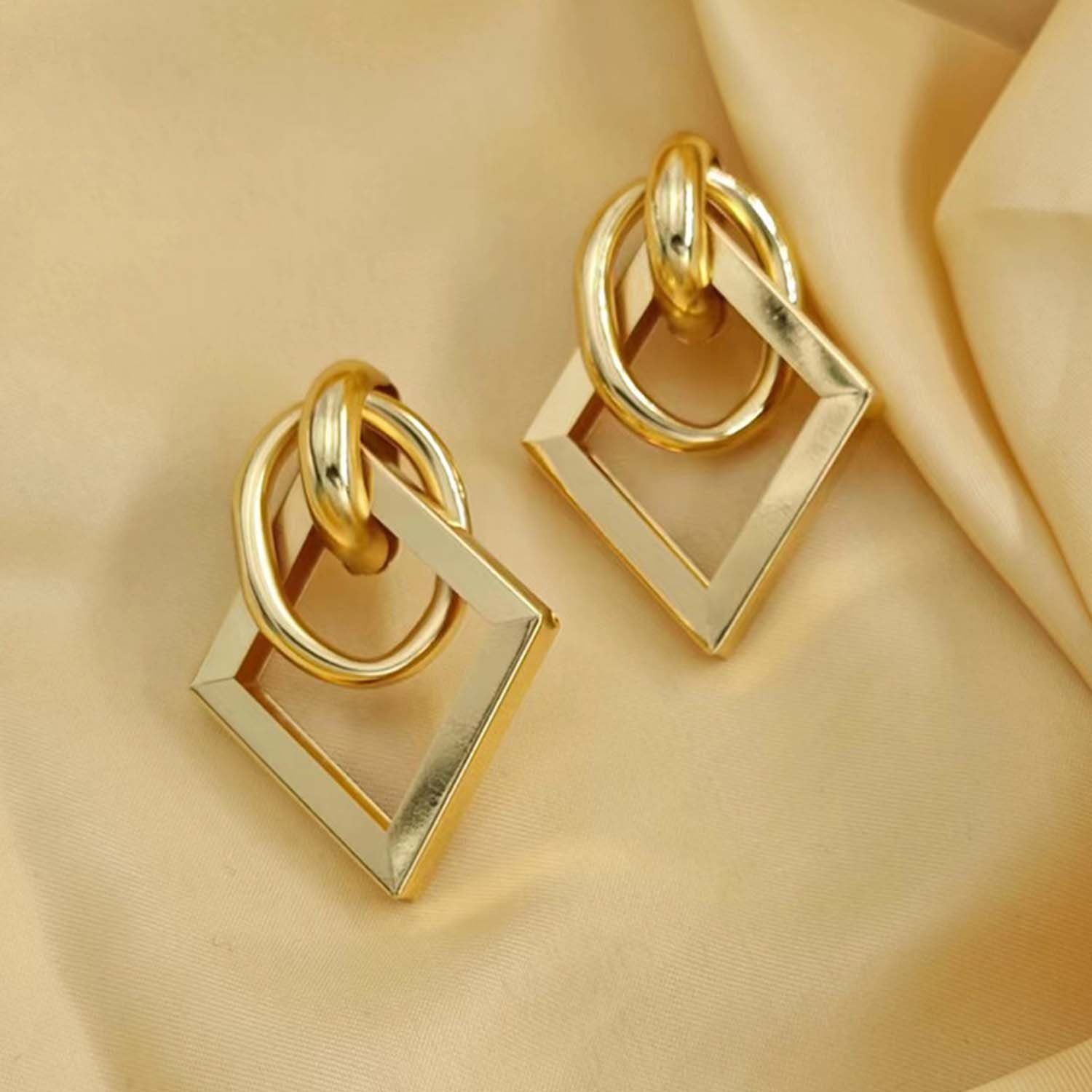 Daisred Paar Ohrhänger Ohrring Gold Damen Geometrische Ohrringe