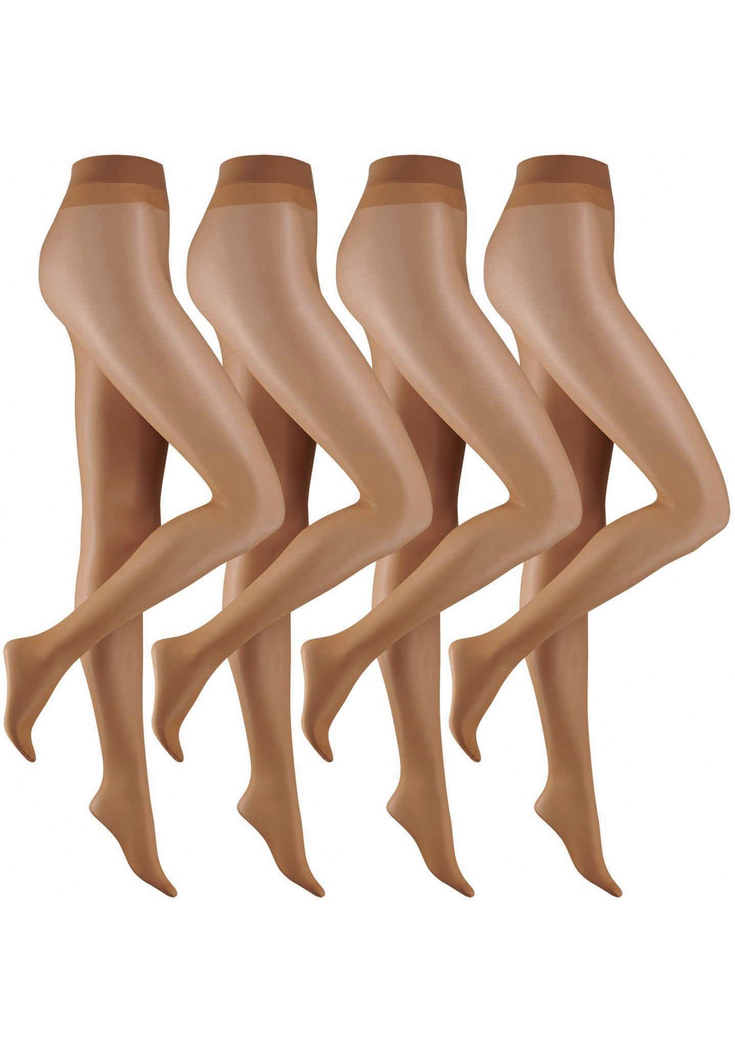 Camano Feinstrumpfhose fine everyday 20 DEN (4er Pack) mit leicht verstärkte, kaum sichtbare Fußspitze