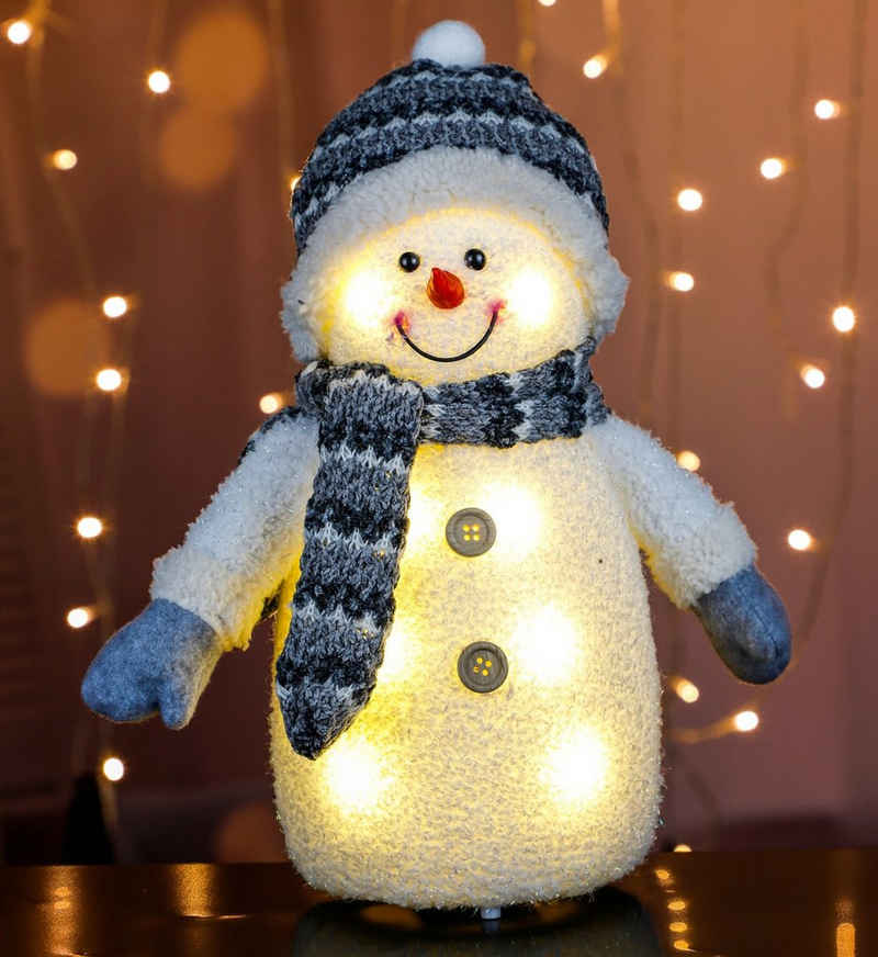 Haushalt International Weihnachtsfigur, LED Weihnachtsdeko - Schneemann - 33 cm