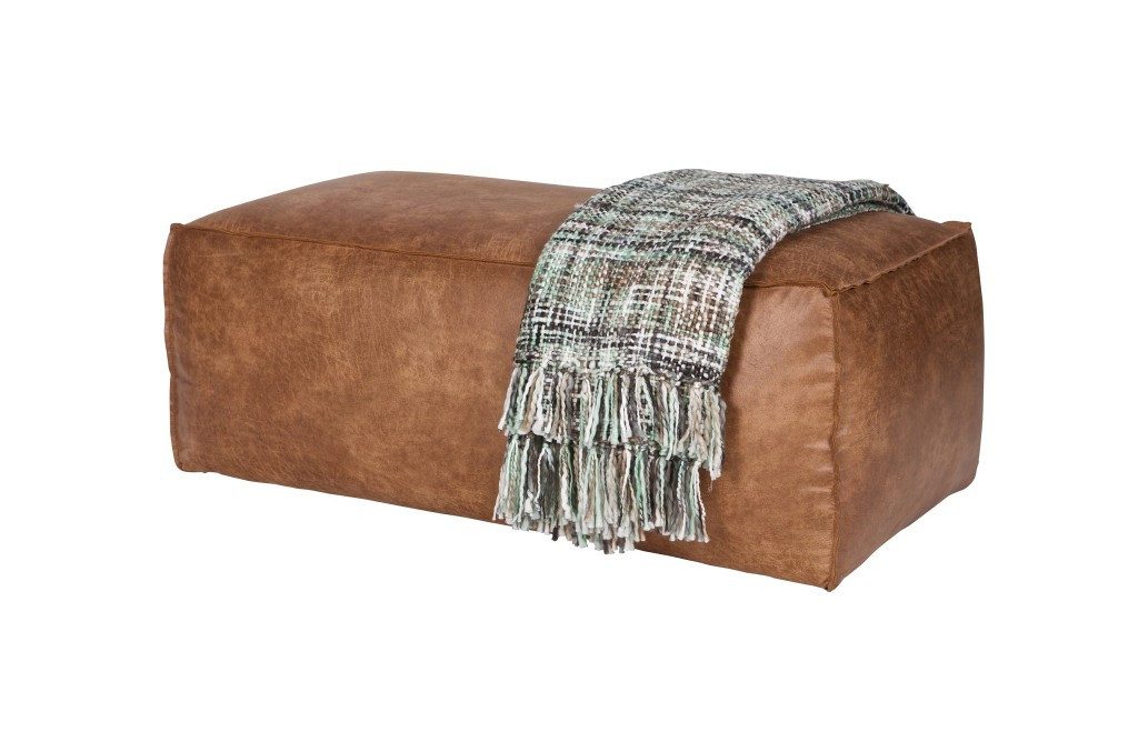 BePureHome Polsterstuhl Hocker Leder Rodeo Pouf Cognac