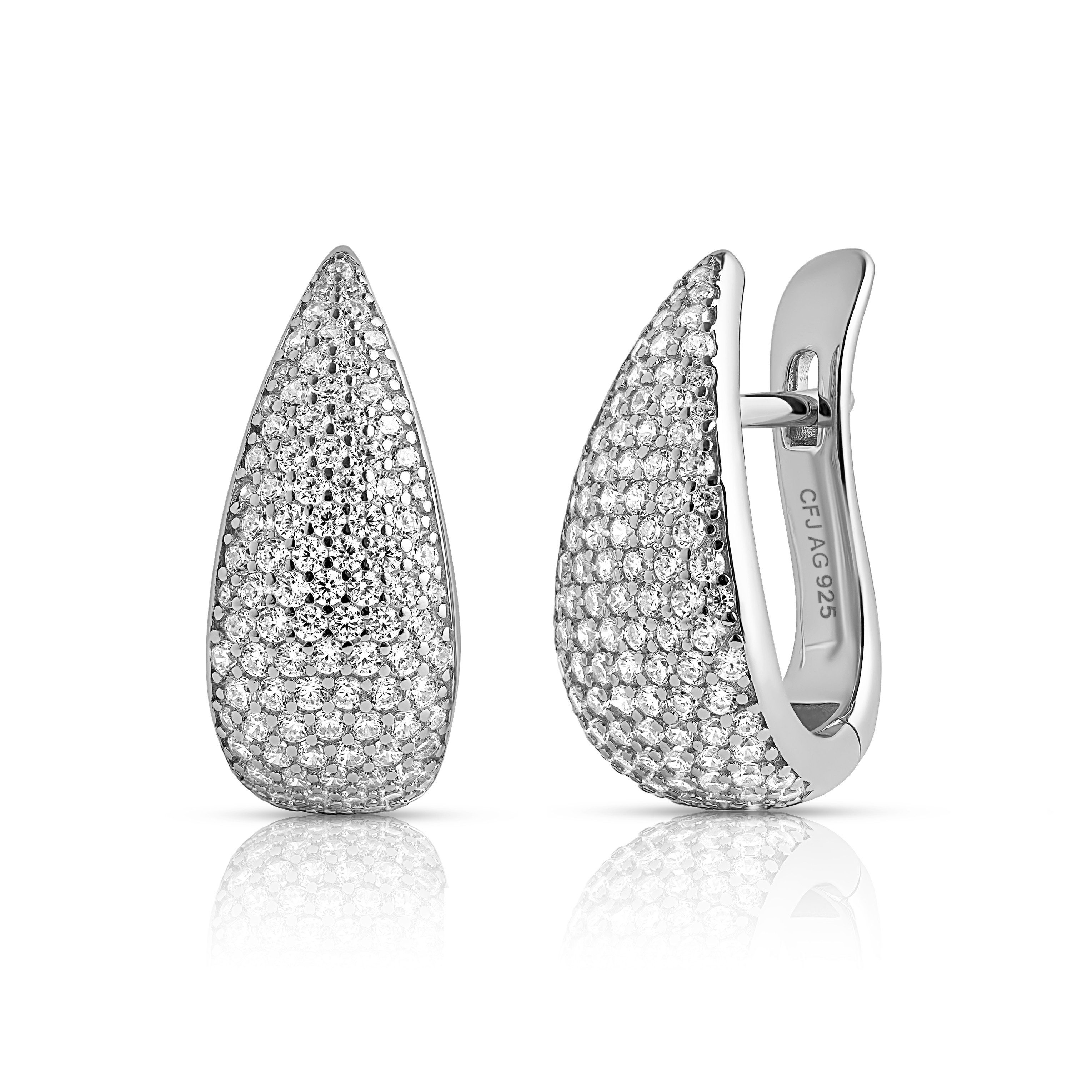 Ohrring-Set Pavé-DROP Earrings - 925 Sterling Silber rhodiniert