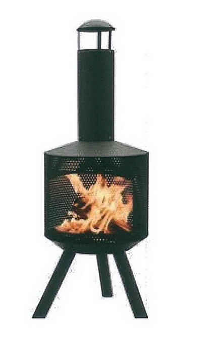 Kynast Feuerstelle Feuerstelle Kamin Ø 43,5 cm Außenofen Feuerofen, mit rundum Funkenschutzgitter und Schornstein