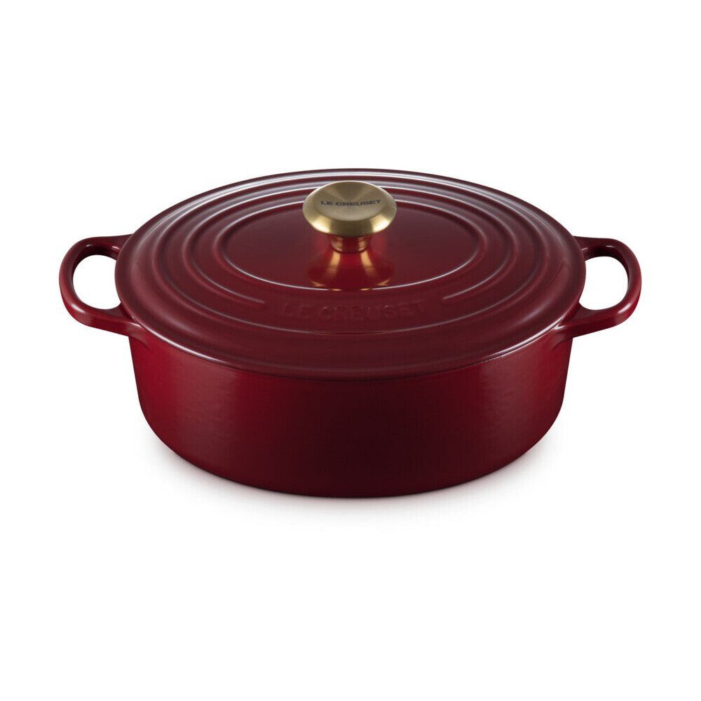 LE CREUSET Bräter Bräter mit Deckel 31 cm Signature Garnet, Gusseisen, Schmortopf, Cocotte, Bratentopf, ca. 6-7 Personen, Ø31cm, Gusseisen