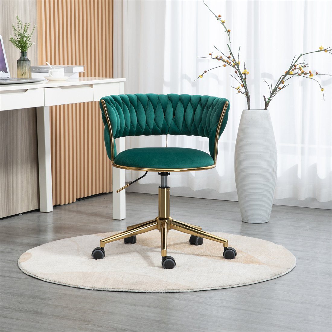 DÖRÖY Drehstuhl Home Chair,Kosmetikstuhl,Verstellbarer Office Computerstuhl,grün