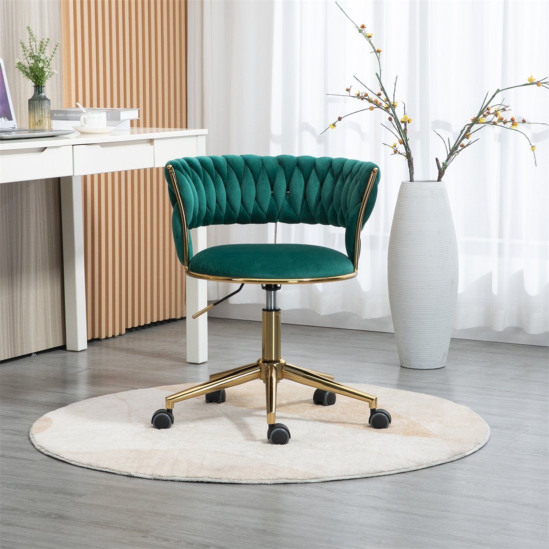 DÖRÖY Drehstuhl Home Office Chair,Kosmetikstuhl,Verstellbarer Computerstuhl,grün