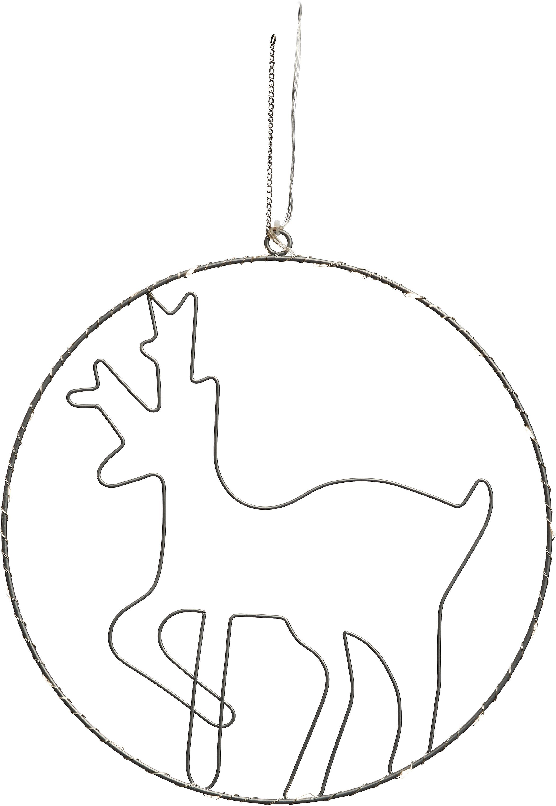 IC Winterworld LED Dekolicht Weihnachtsdeko, LED fest integriert, Warmweiß, Beleuchteter Metall-Ring mit Rentier-Motiv, Ø ca. 30cm
