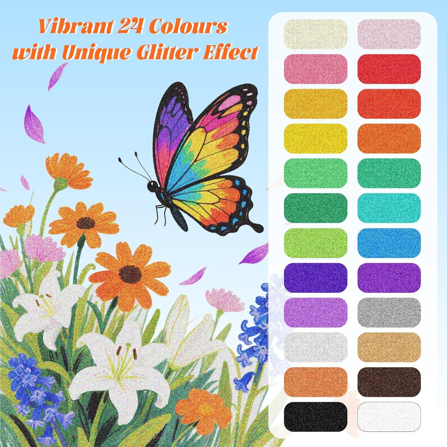 FELIXLEO Buntstift Funnasting 24er Glitzerstifte Set 12er Doppelspitze Metallic Marker, (1-tlg)