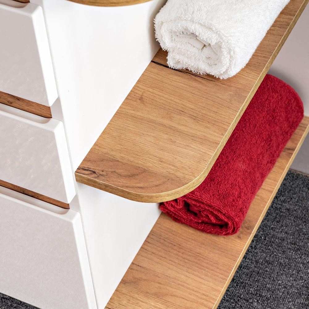 Lomadox washbasin CAMPOS-56, white with Wotan oak 94/63.5/50 cm