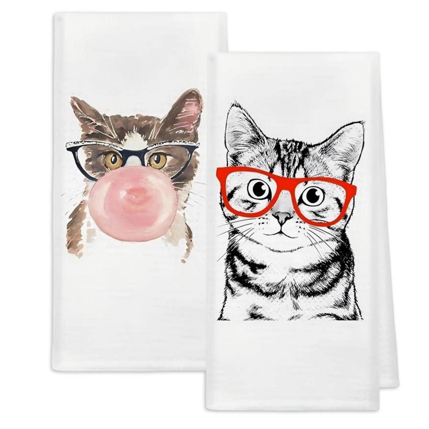 LuxusKollektion Küchentücher Katze 2er-Set 40x60cm Mikrofaser Mikrofasertuch (Textil, 40x60 cm, 2-tlg)