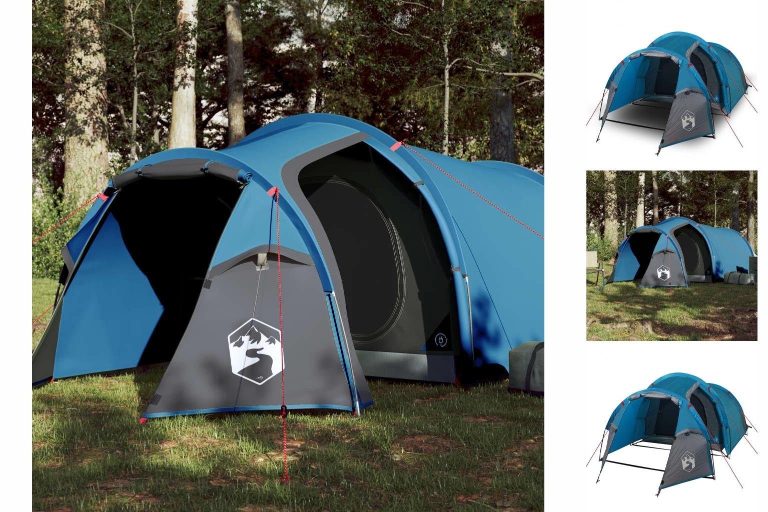 vidaXL Vorzelt Campingzelt 3 Personen Blau 370x185x116 cm 185T Taft