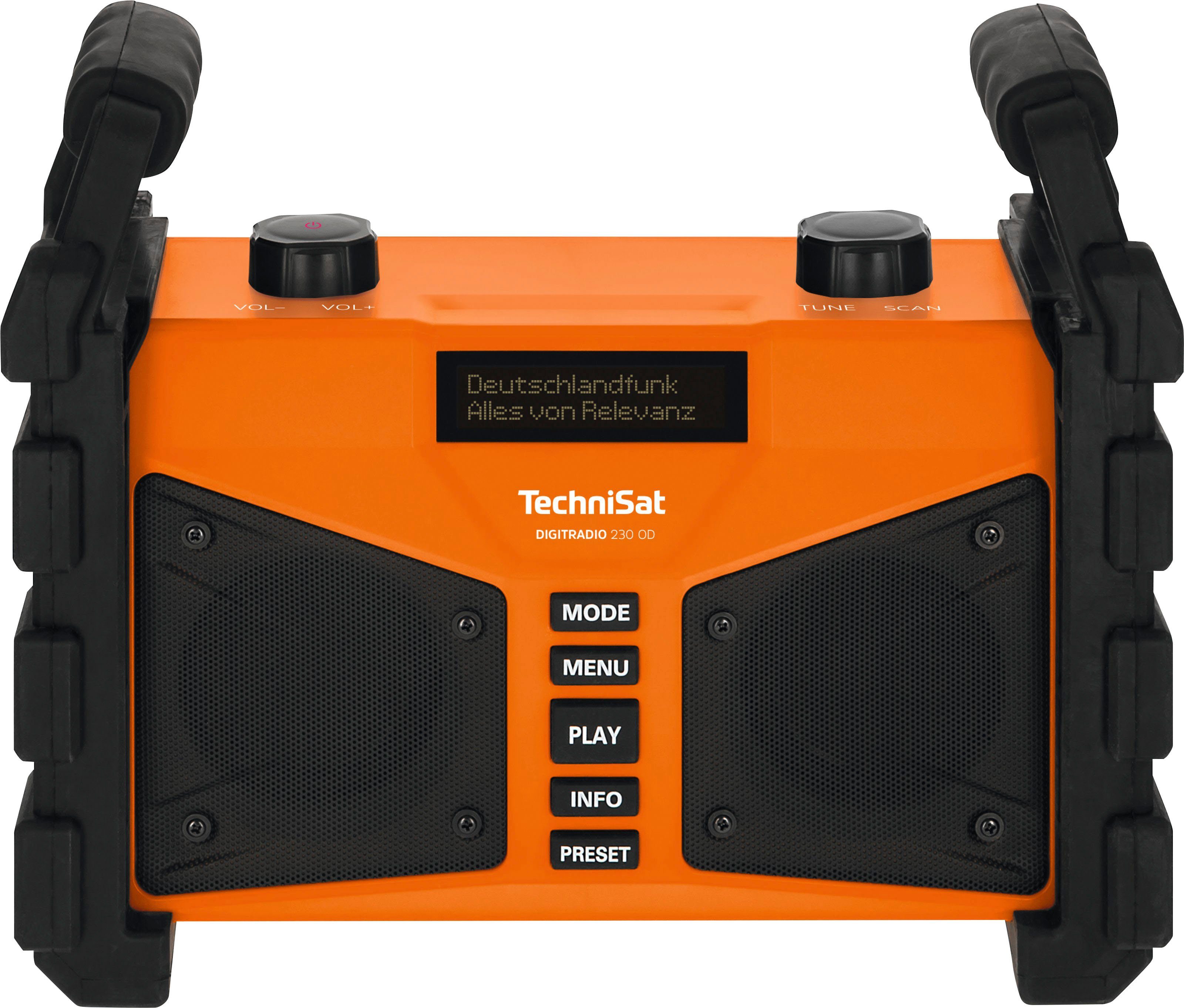 mit staub- OD 230 wassergeschützt orange W, (UKW 12 TechniSat (IP65) RDS, Baustellenradio DIGITRADIO und