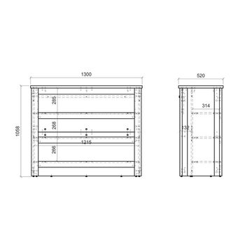 Lomadox Bartisch SHELTON-61, Theke in Old Style hell mit anthrazit Küche Küchenmöbel 130cm breit