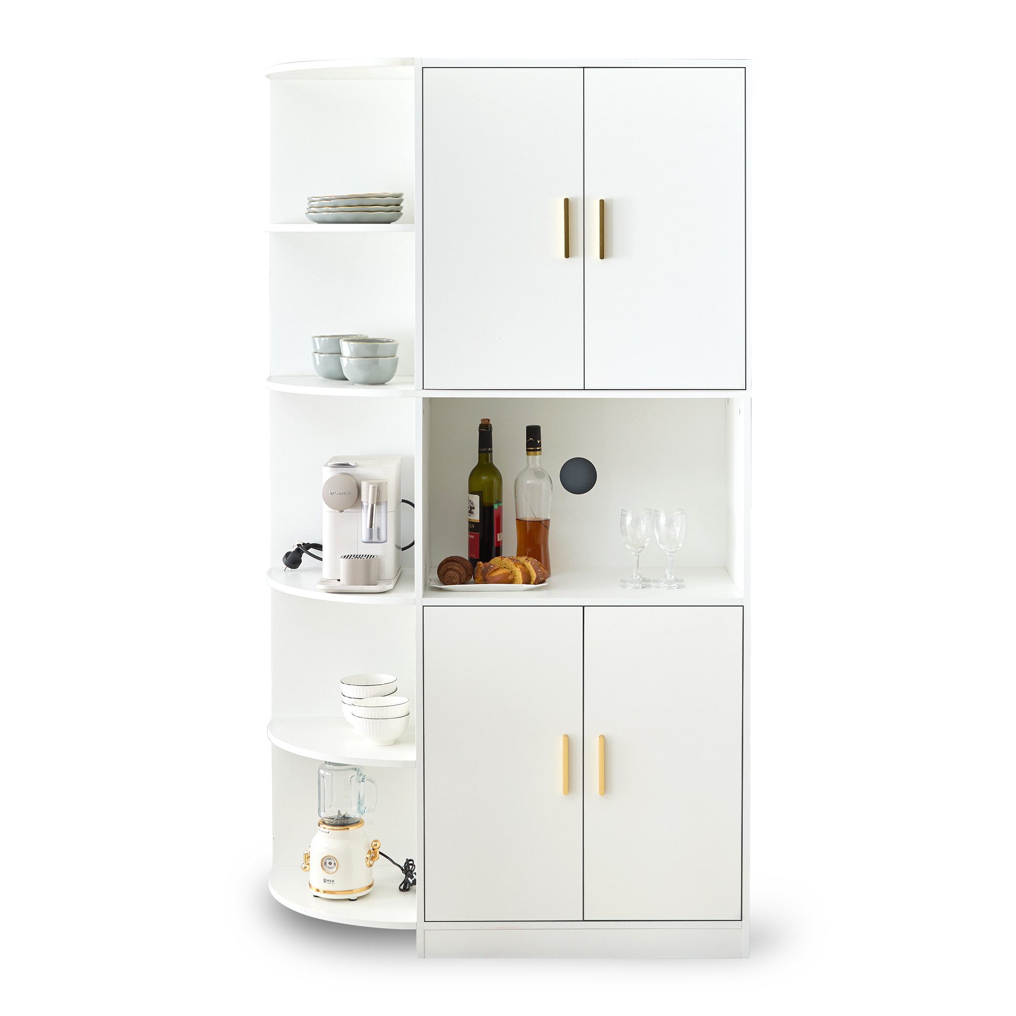 Ulife Mehrzweckschrank weißer Hochschrank mit flexiblen günstig online kaufen