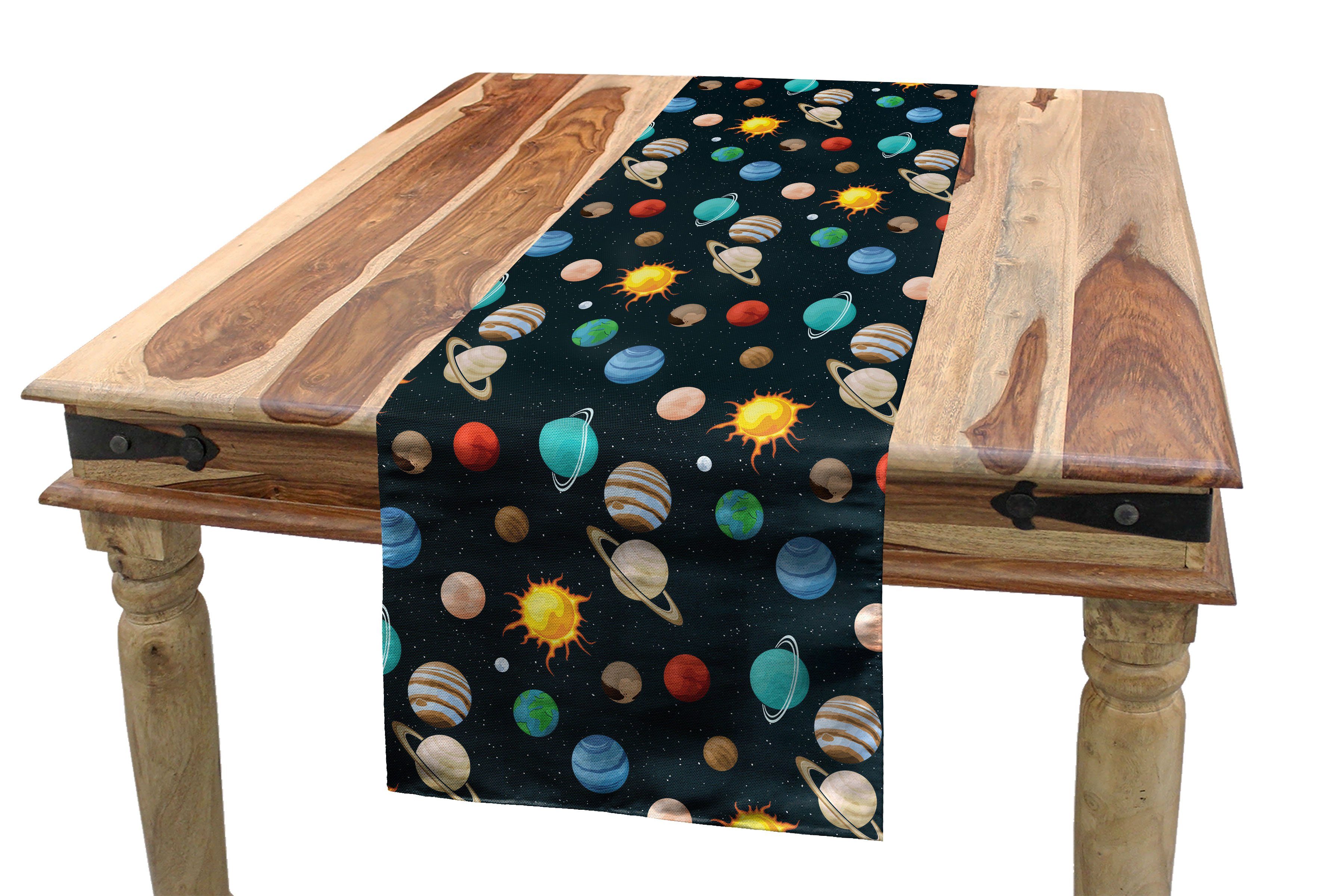 Abakuhaus Tischläufer Esszimmer Küche Rechteckiger Dekorativer Tischläufer, Universum Planeten Sonnensystem