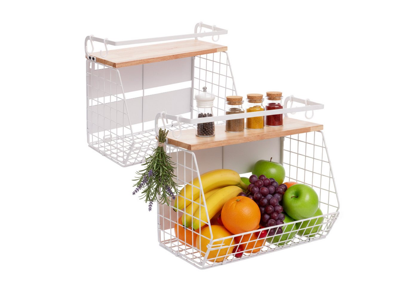 relaxdays Obstschale Obstkorb Wandregal magnetisch 2er Set, Eisen, (2-tlg), C