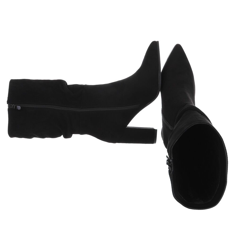 Ital-Design Elegante Damen Boots mit Blockabsatz für Freizeit und Events High-Heel-Stiefel (90851782) Blockabsatz Stiefel in Schwarz