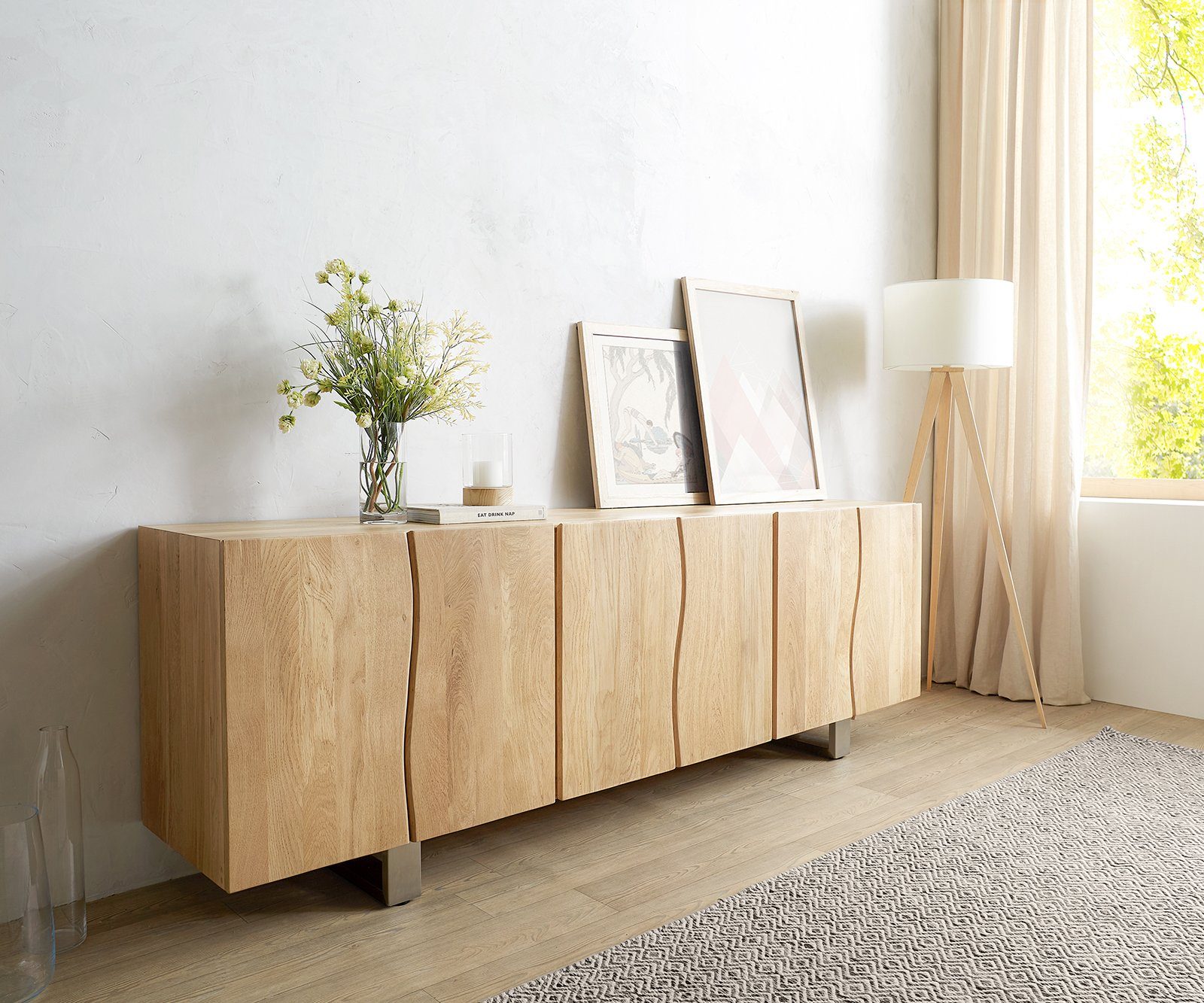 DELIFE Sideboard Live-Edge, Eiche Natur 220 günstig online kaufen