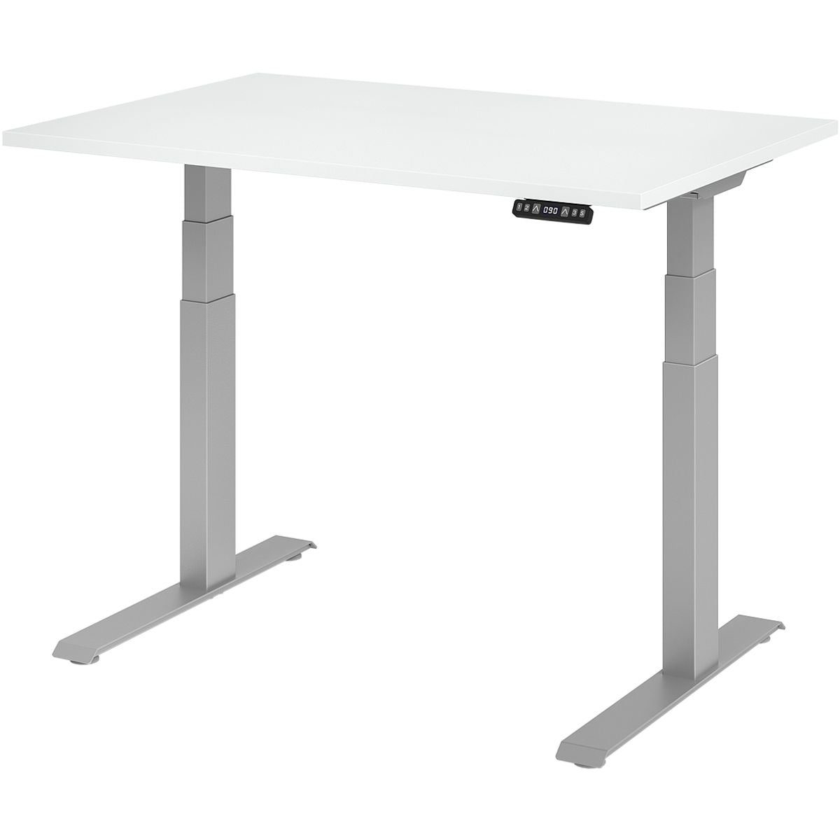 HAMMERBACHER Schreibtisch Upper Desk, rechteckig, C-Fuß, elektrisch höhenverstellbar 64-129 cm weiß