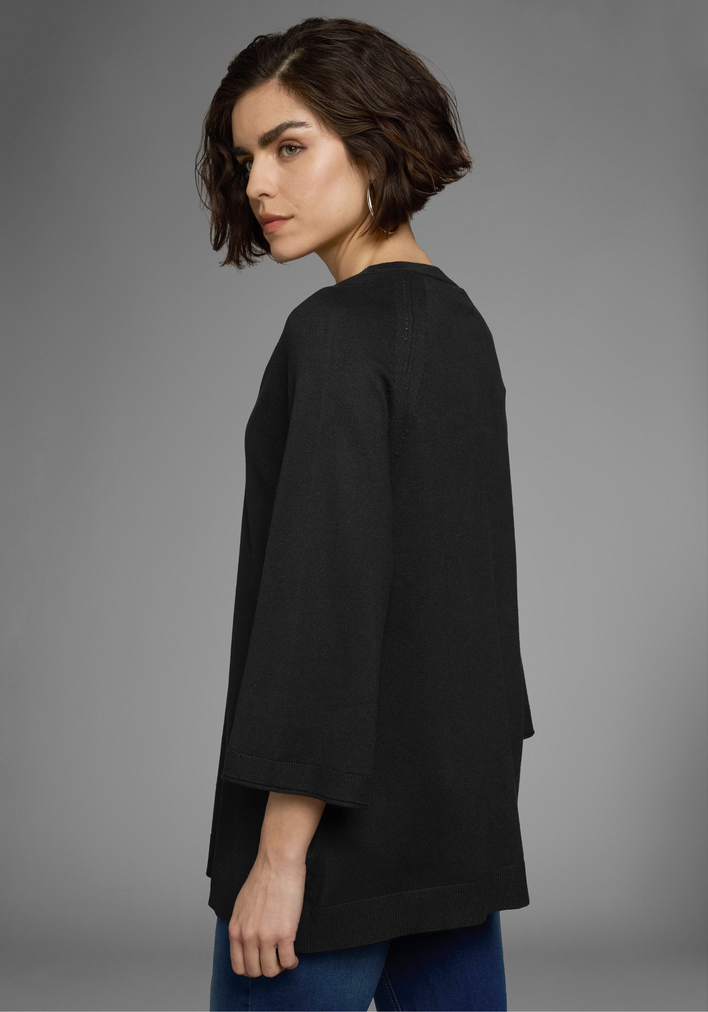 Boysen's V-Ausschnitt-Pullover in leichter A-Form mit 3/4-Ärmeln