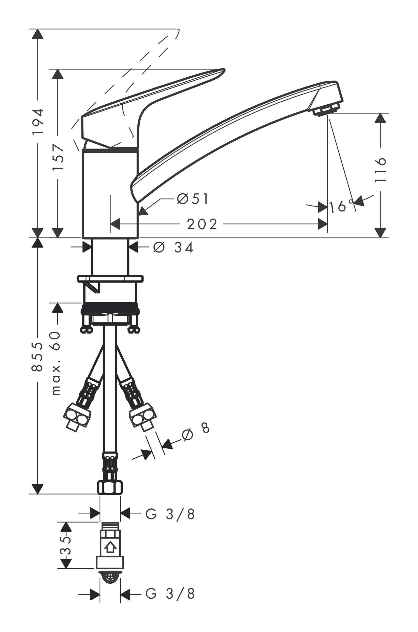 Thumbnail - hansgrohe Küchenarmatur Logis M31 Einhebel-Küchenmischer 120 1jet Niederdruck - Chrom