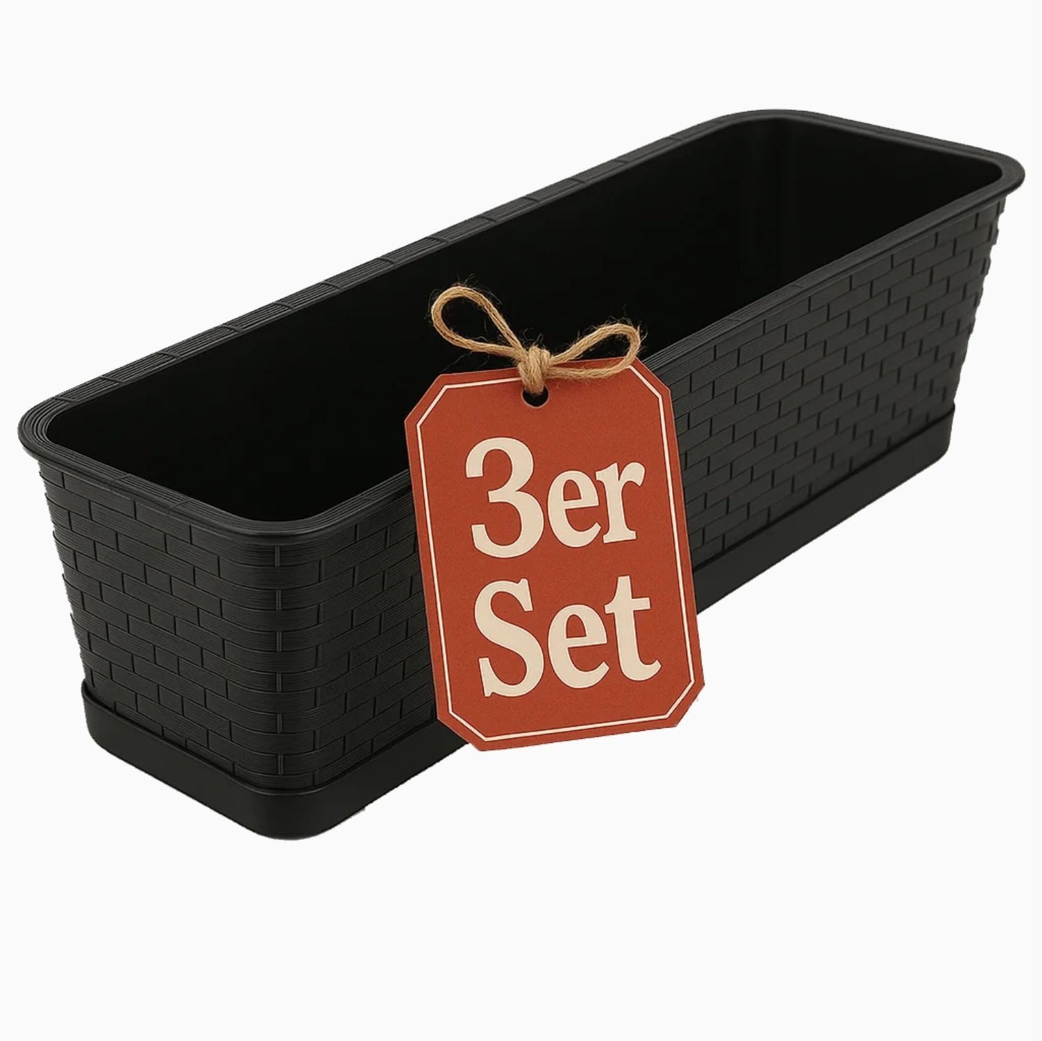 BigDean Blumenkasten mit abnehmbarem Untersetzer Anthrazit 80 cm lang - Balkonkasten (Set, 3 St., Blumenkasten + Untersetzer), Erhöte Ablauflöcher, Stilvoll, Wetterfest, Moderne Optik