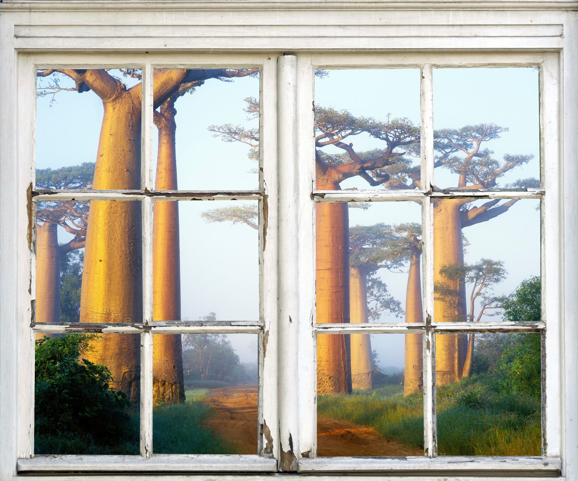 queence Wandsticker Bäume, Wandsticker, Wandbild, selbstklebend, 3D, Fenster