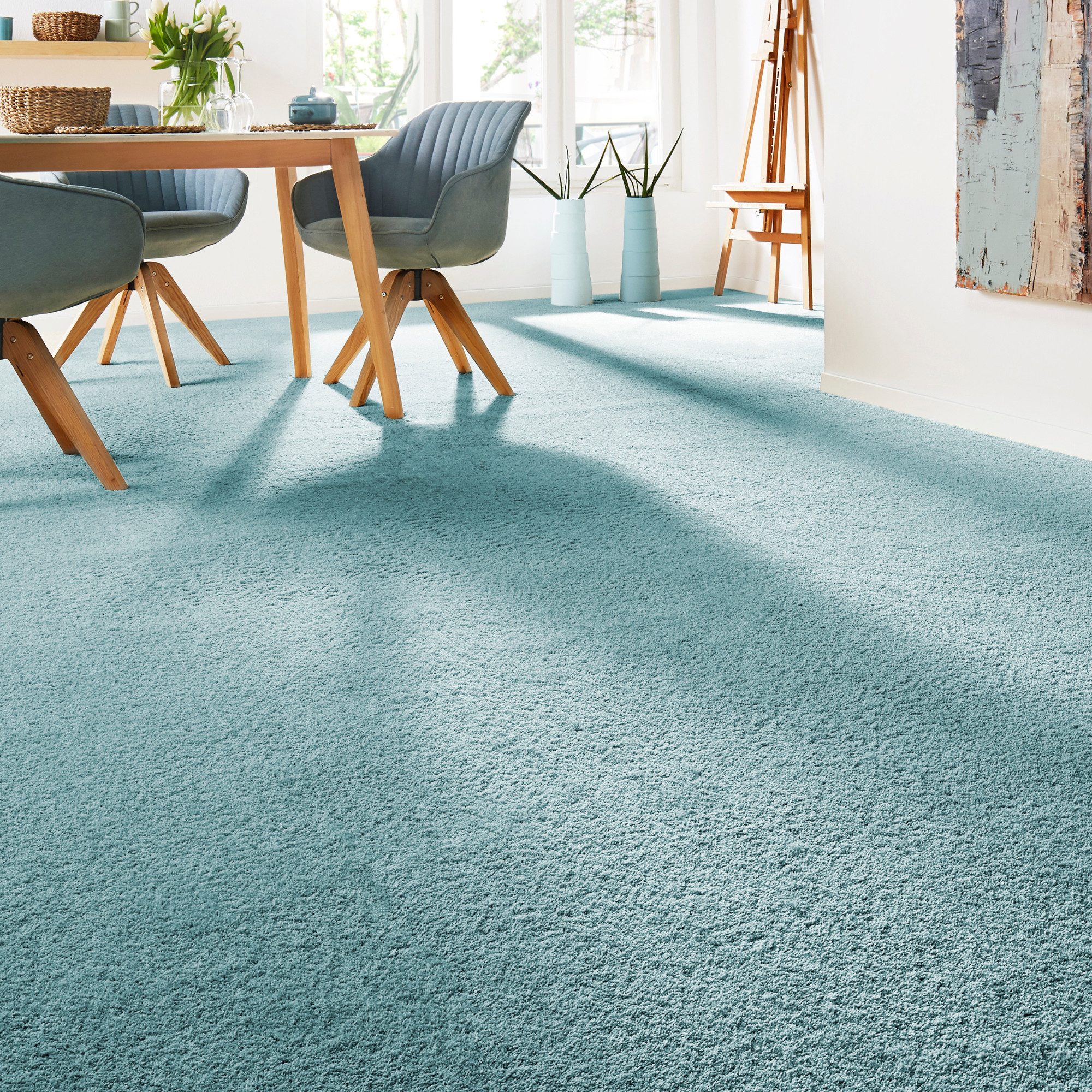 Andiamo Teppichboden Verona, Velours, Gesamthöhe 6 mm, Made in Belgium, rechteckig, Uni Farben, Breite 400 cm oder 500 cm, strapazierfähig, pflegeleicht