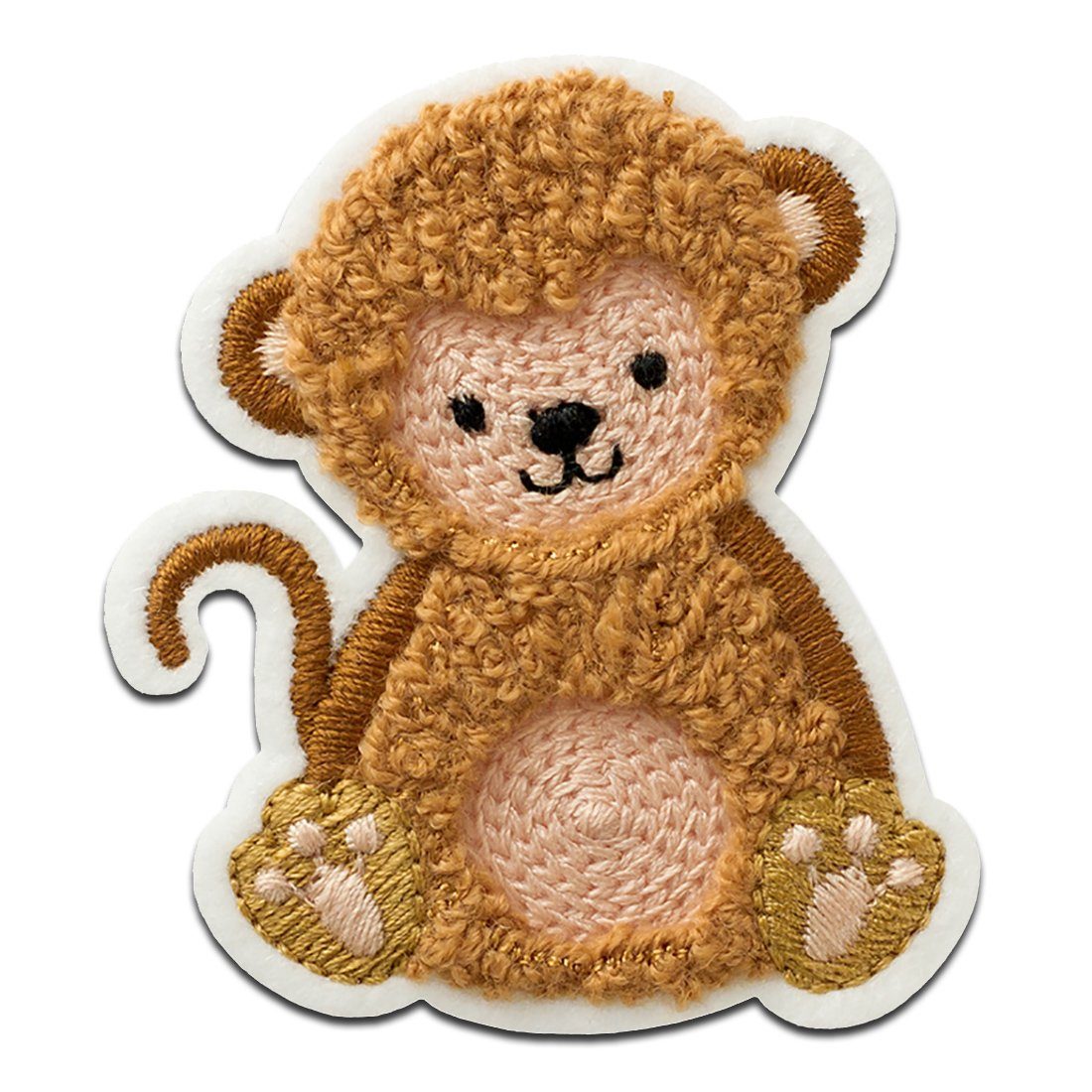 Mono-Quick Aufnäher, Polyester, Affe flauschig Tier - Aufnäher, Bügelbild, Aufbügler, Applikationen, Patches, Flicken, zum aufbügeln, Größe: 6 x 5 cm