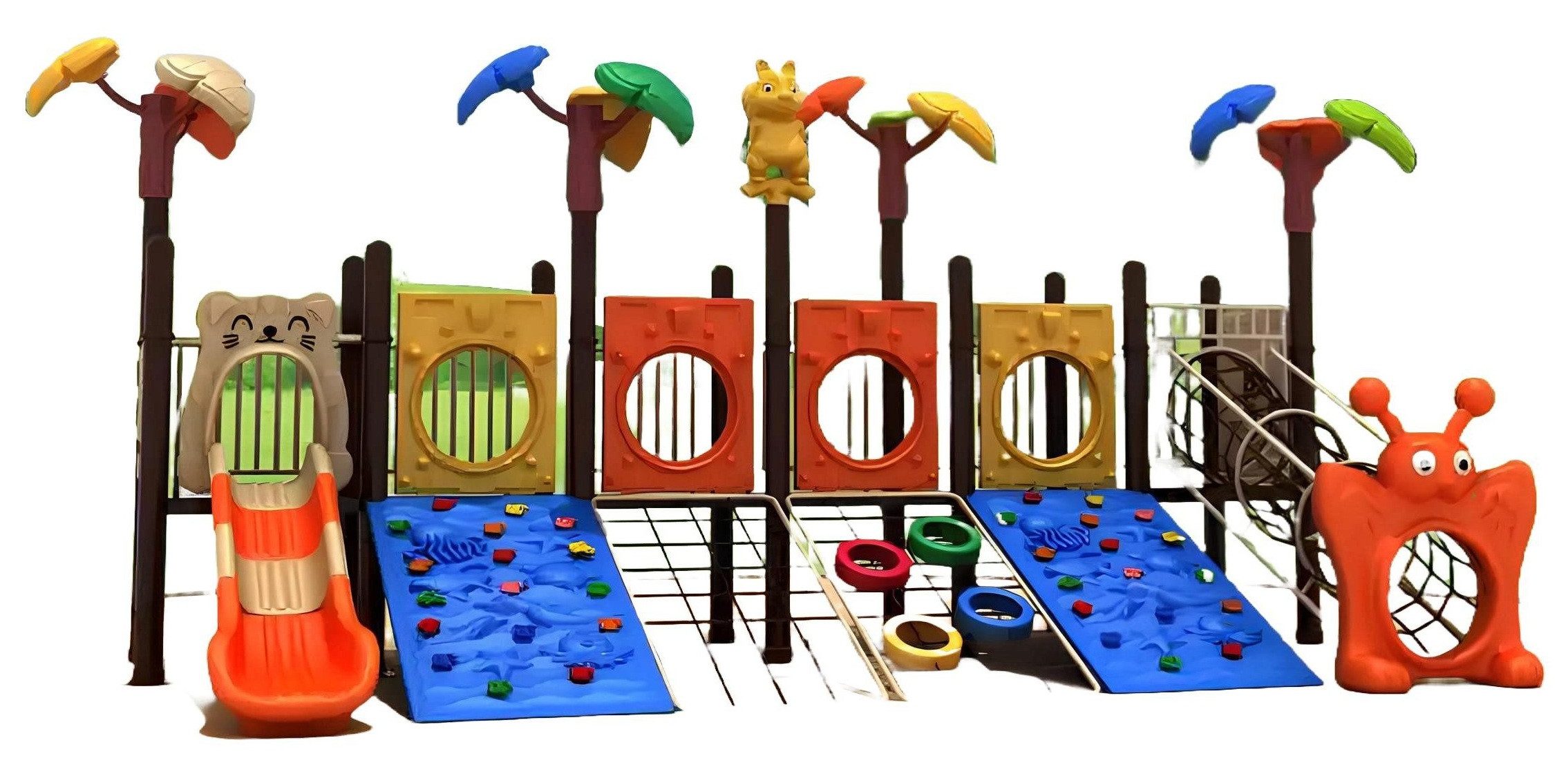 Xlmoebel Klettergerüst Kletterturm mit Rutsche und Kletterwand für den Außenbereich, (Kletterturm, 1-St., Spielplatz), Hergestellt in Europa