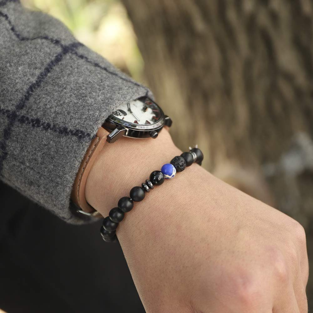 Kim Johanson Armband Chakra, mit Jaspis, Naturstein, elastisch, Yoga Schmuck, Geschenk