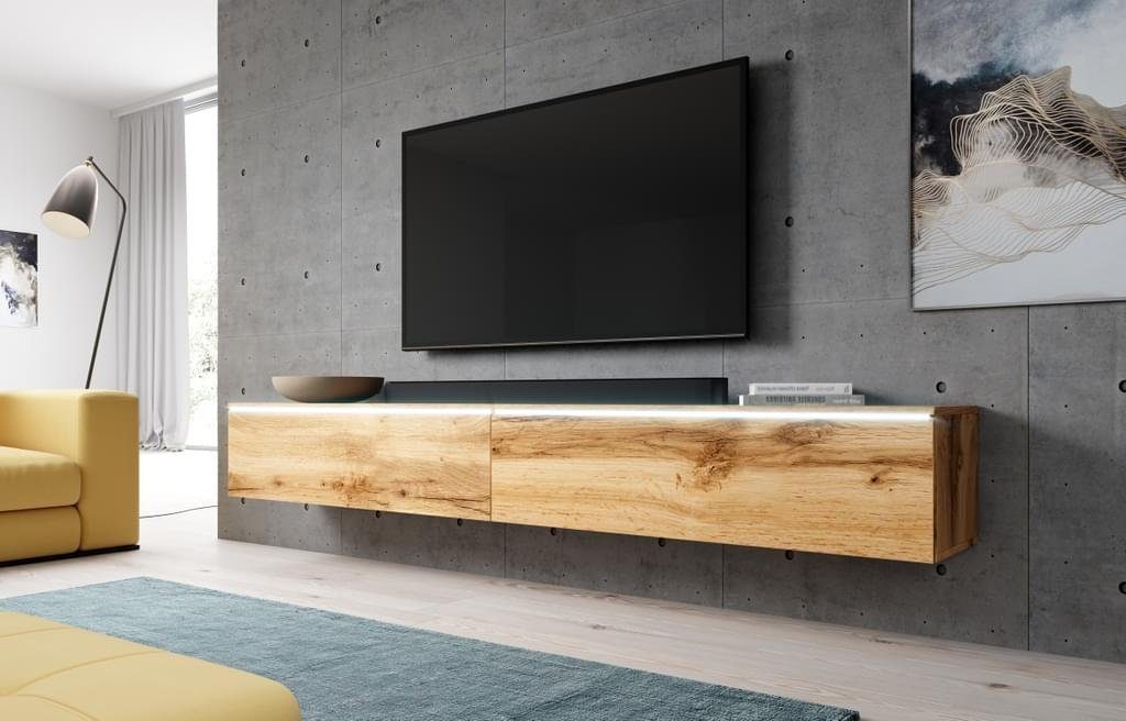 Furnix TV-Board BARGO Lowboard Fernsehschrank ohne LED, B200 x H34 x T32 cm, 2x100cm