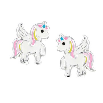 schmuck23 Ohrstecker-Set Kinder Ohrringe Einhorn Blume echt 925 Silber (Set), Set, 2 Paar Ohrstecker, Mädchen