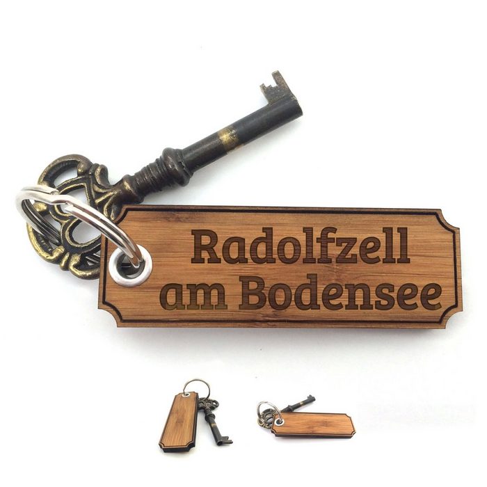 Mr. & Mrs. Panda Schlüsselanhänger Radolfzell am Bodensee - Bambus - Geschenk Geschenke Gravur Taschenanhänger Glücksbringer Schlüsselanhänger Schenken Anhänger (1-tlg)