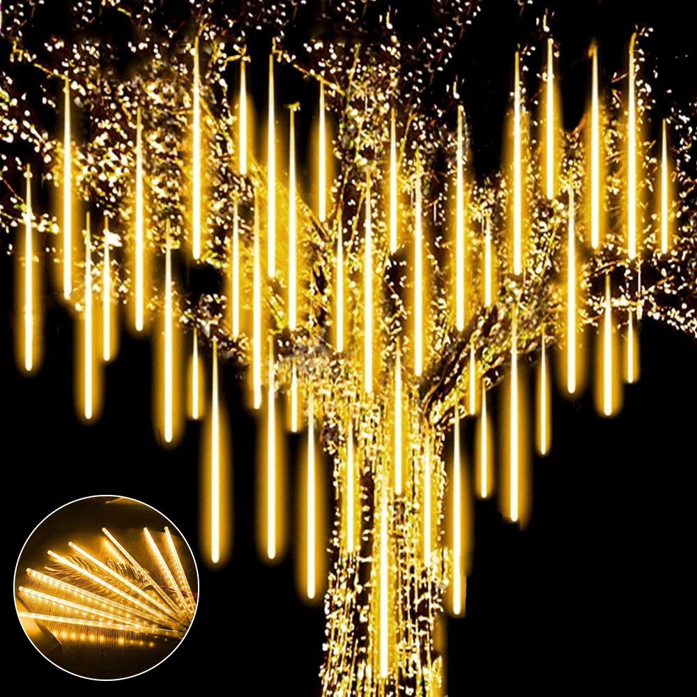 LMaxhome Lichterkette LED Weihnachtsdeko Meteorschauer Röhre Regenlichterkette Wasserdicht, 30/50CM Schlauch Außen Garten Party Weihnachtsbaum Icicle Lichterregen