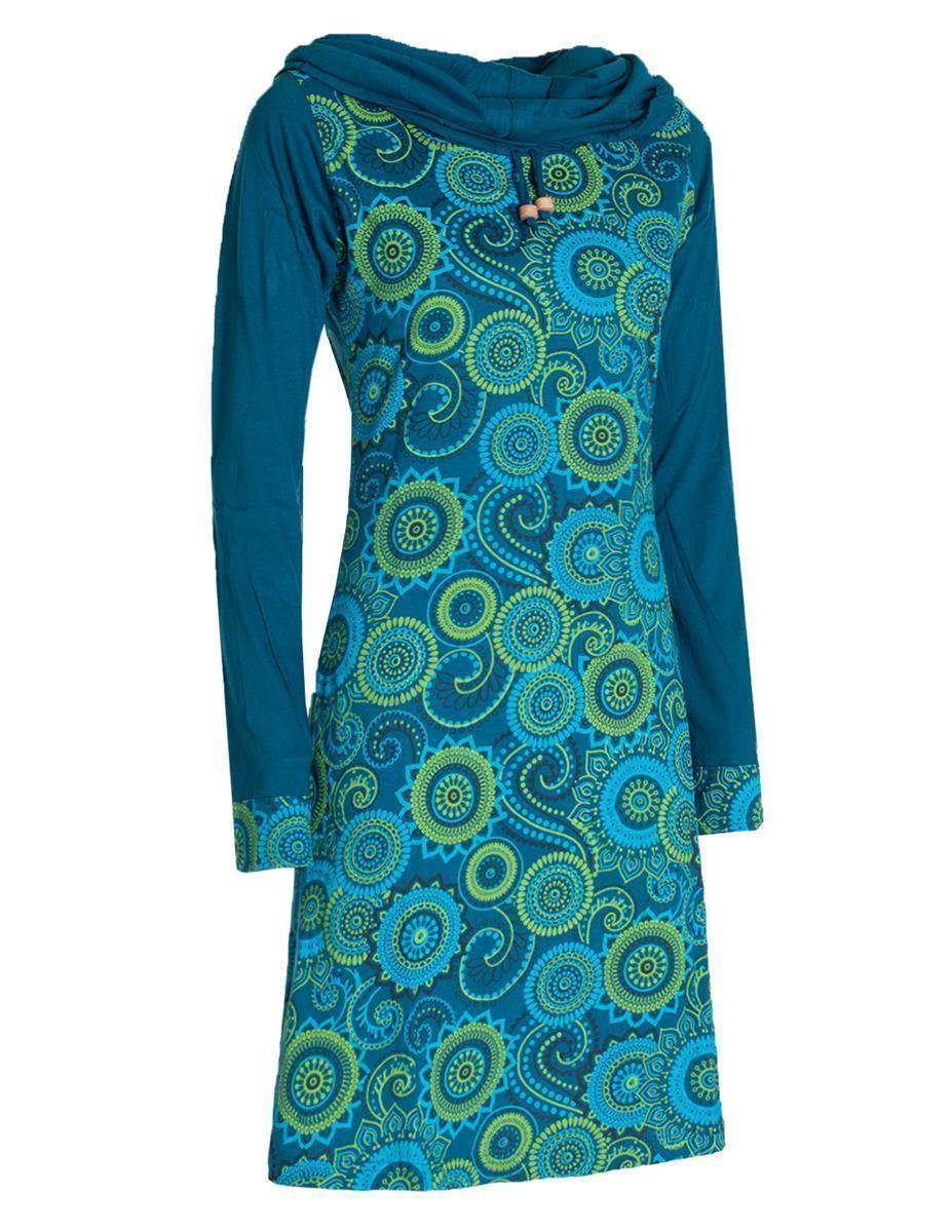 Vishes Jerseykleid Langarm Kleid Schal-Kleid Winterkleider Baumwollkleid Hippie, Goa, Ethno Style – Bild 5 von 5