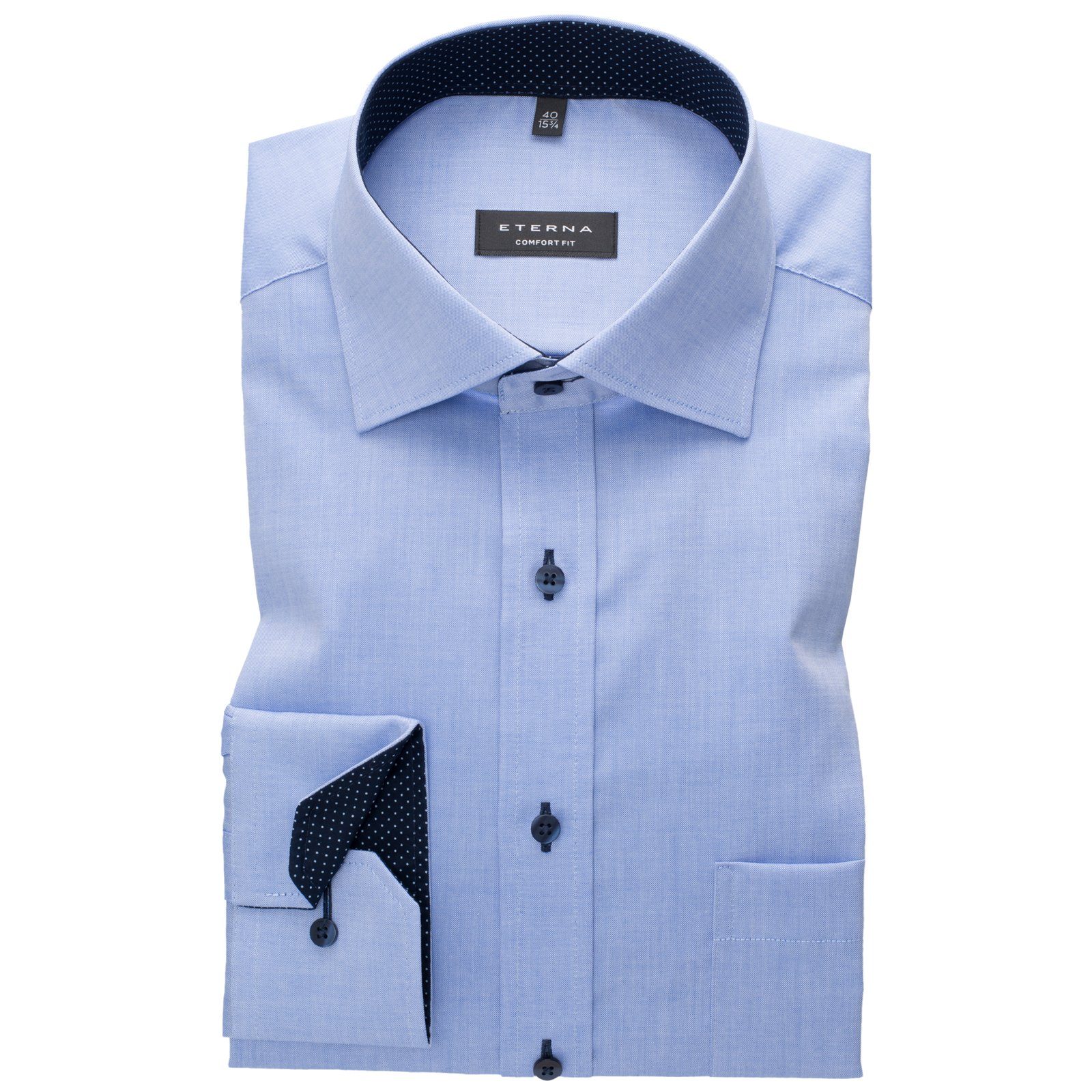 Eterna Oxford Eterna Businesshemd uni bügelfrei hellblau Langarmhemd Größen Große